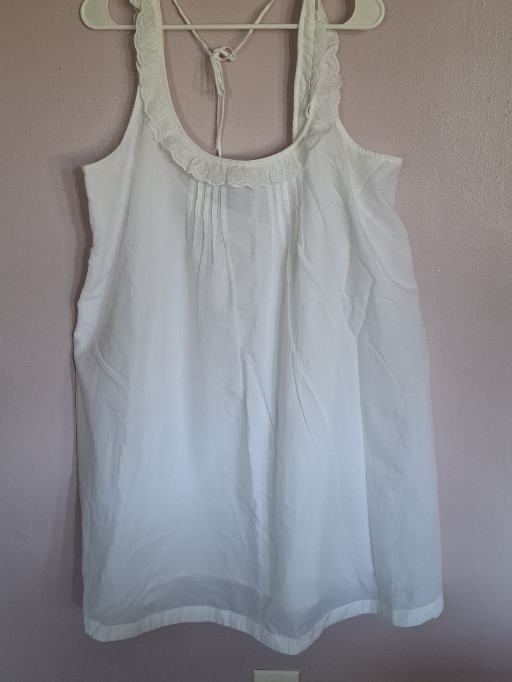 NWT Banana Republic White Cotton Ruffle Babydoll Dress Size L Cottagecore Boho